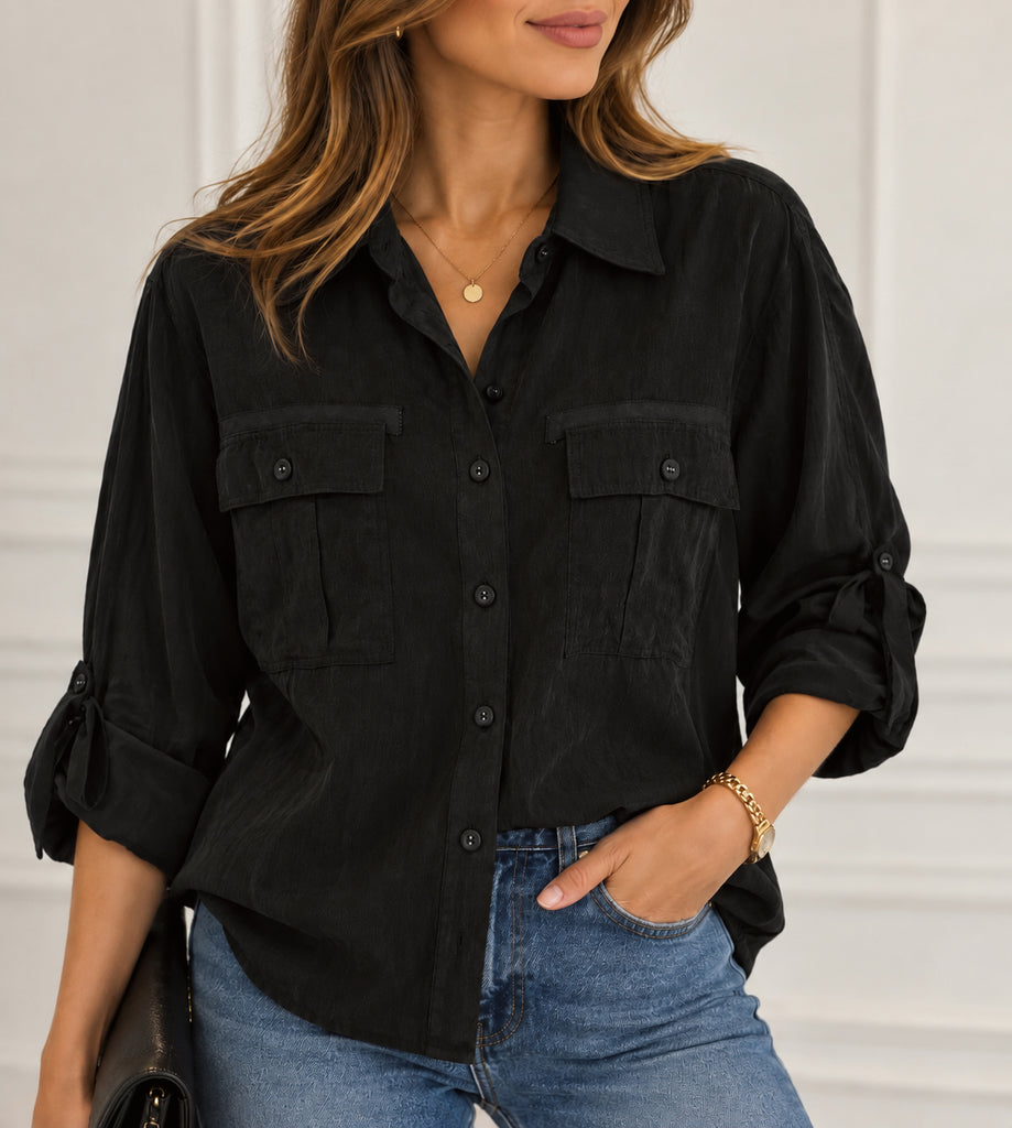 The Margaux Black Utility Shirt - Bougie Collection