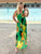 Emerald Silk Water Colour  Dress