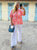 Peach Floral Cotton Linen Top