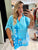 Turquoise Butterfly Cotton Linen Shirt