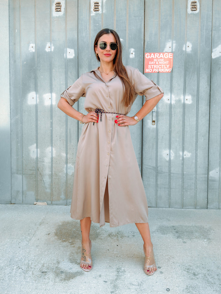 Beige Tommy Shirt Dress