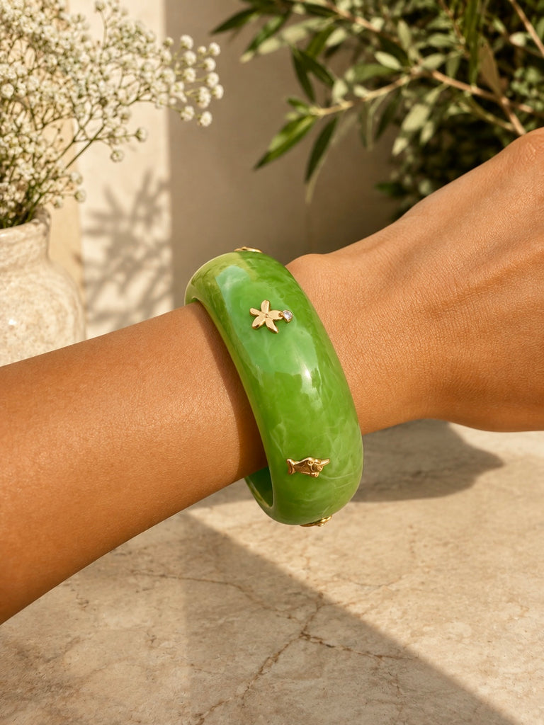 Riviera Sea Life Statement Bangle - Verde