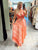 Coral Pink and Gold Strappy Boho Dress