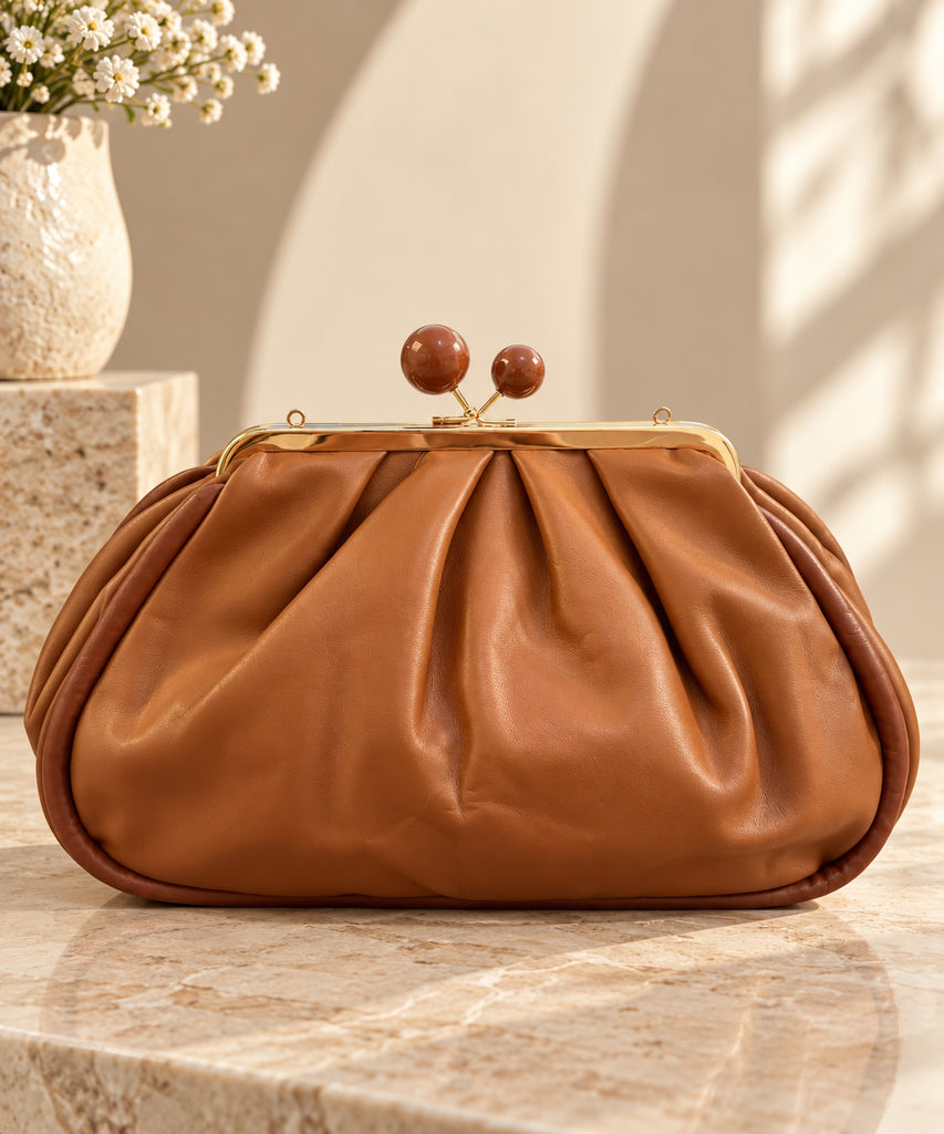 The Tan Bellamonte Luxe Clutch