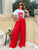 Red Airflow Viscose Trousers