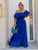 Royal Blue Silk Off Shoulder Dress