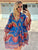 Blue and Coral Paisley Boho Dress