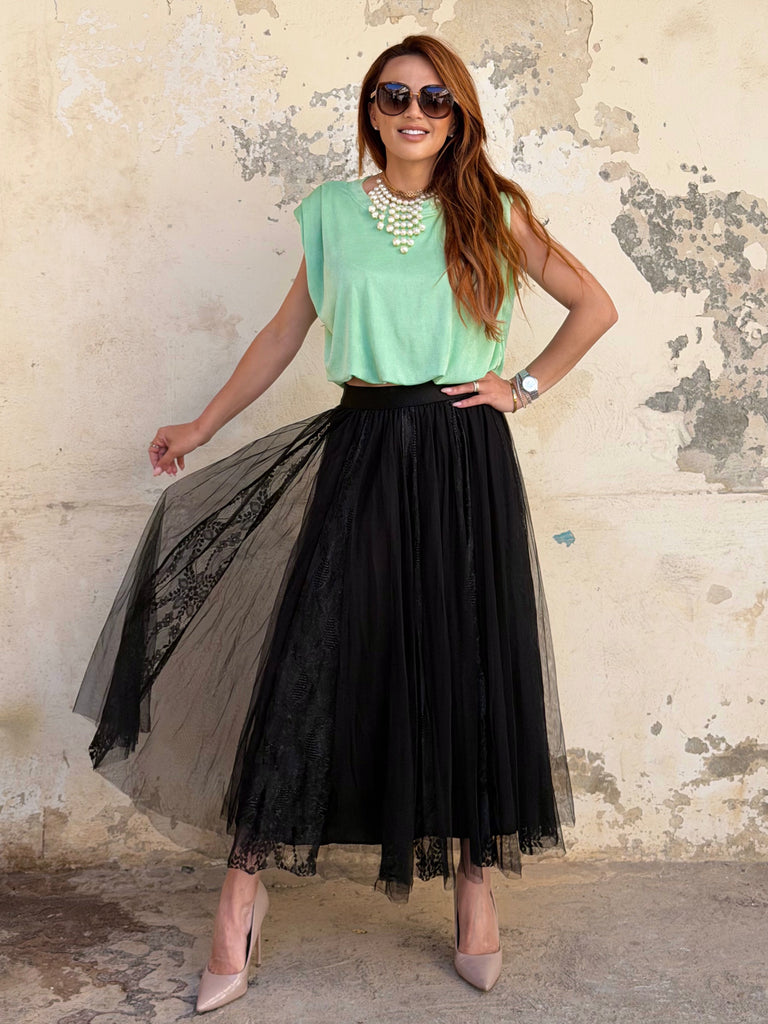 Moonlight Drama Skirt - Black