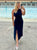 Navy One Shoulder Dress