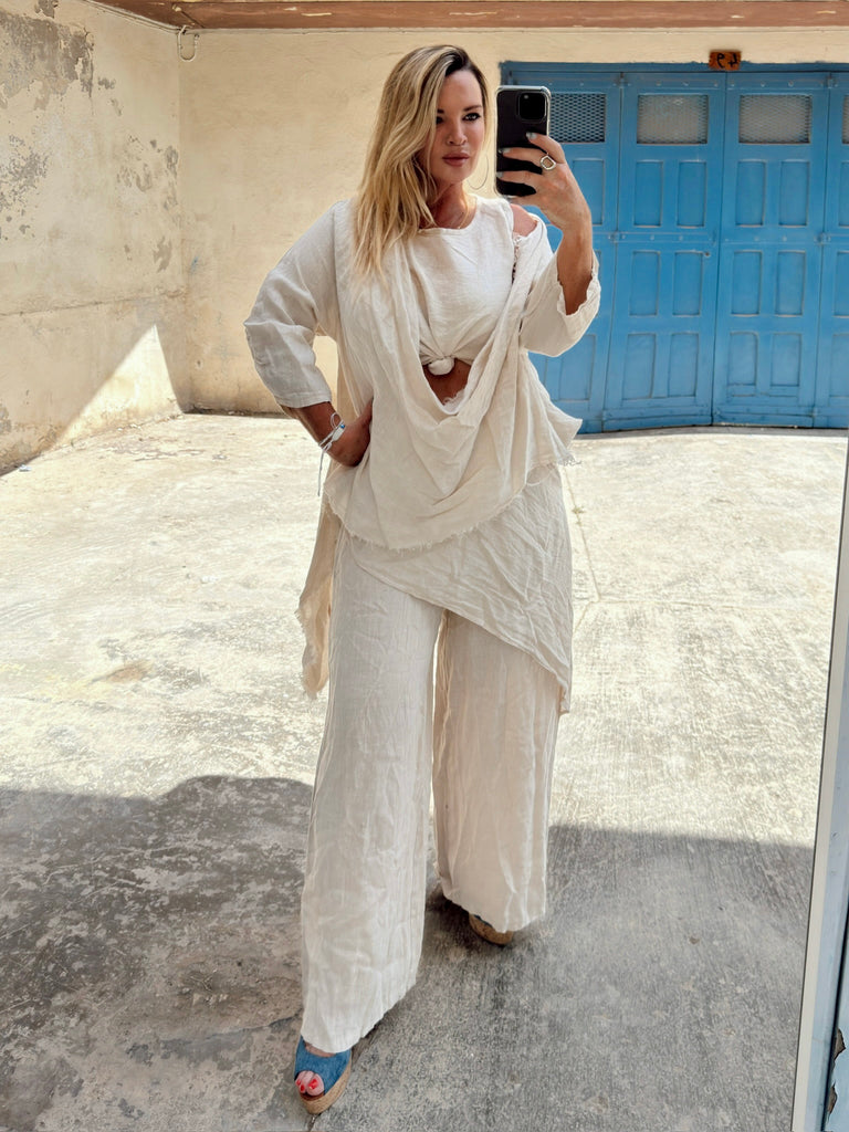 Stone Pure Linen Moroccan 3 piece Set