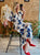 Blue Floral Silky Dress
