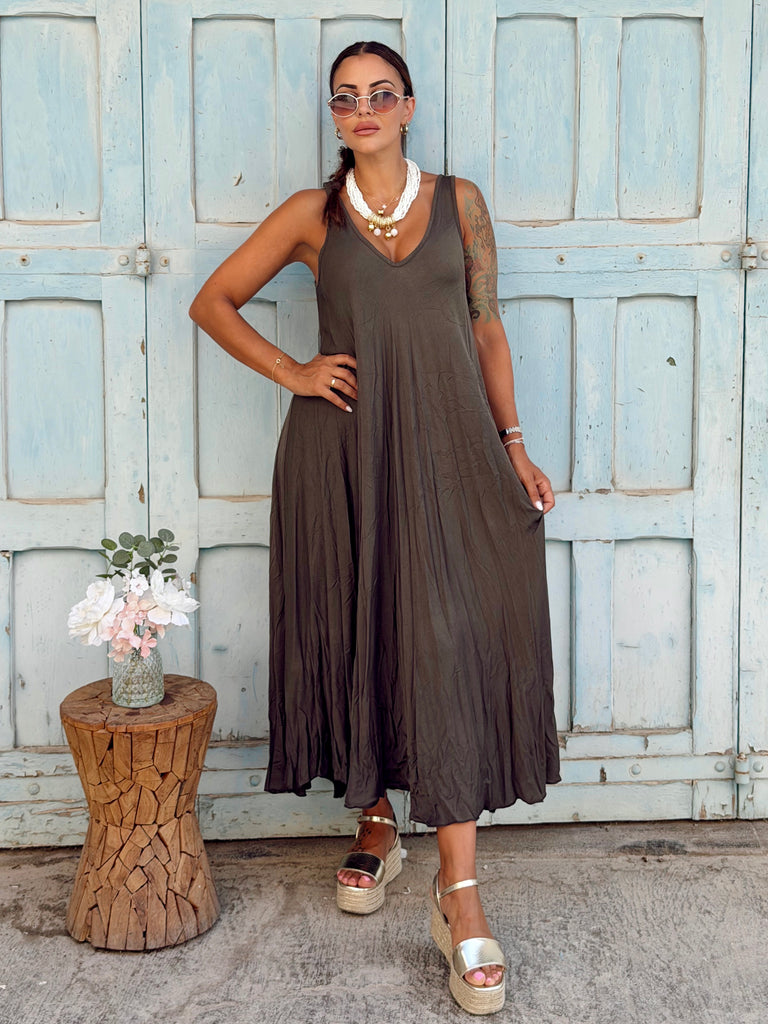Elara Viscose Maxi Dress - Mocha