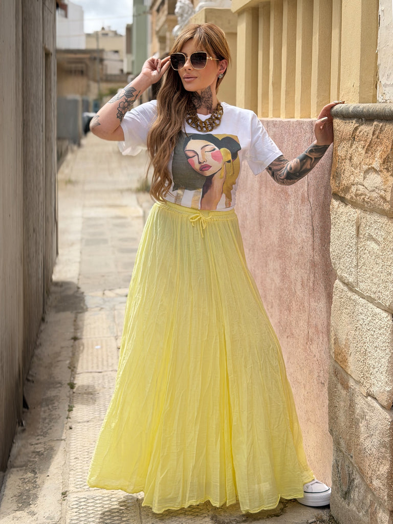 Lemon Capri Flow Cotton Skirt