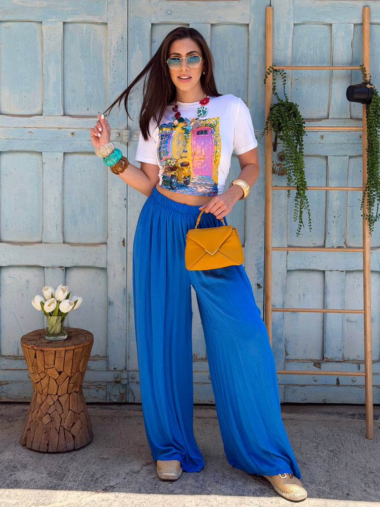Azure Blue Viscose Balloon Trousers