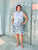 Blue and Navy Botanical Linen Dress