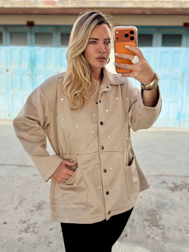Beige Suede Diamanté Jacket