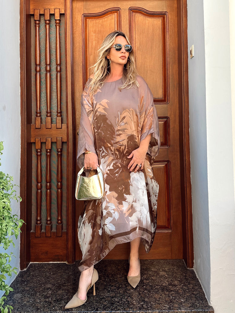 Madrid Silk Chic Kaftan Dress