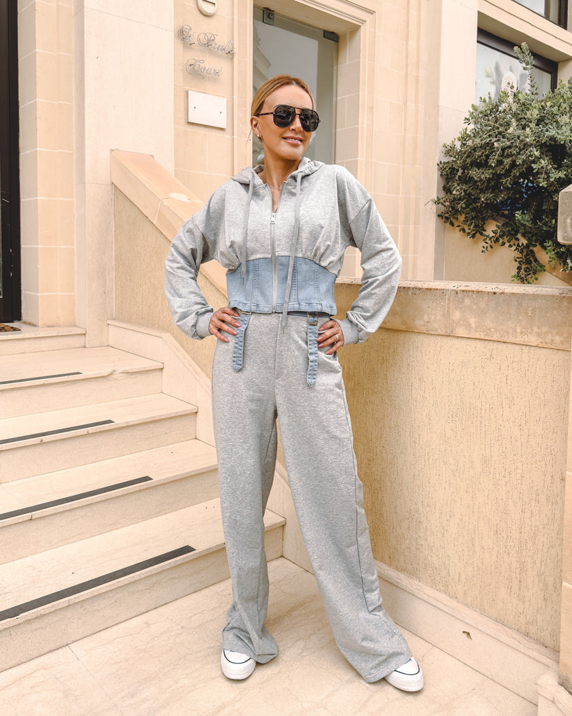 Grey and Denim Corset Tracksuit