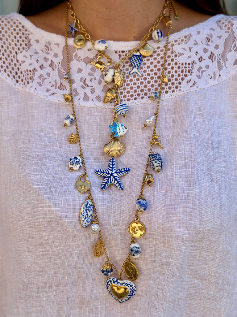 Amalfi Charm Necklace & Mediterranean Starfish Pendant Necklace