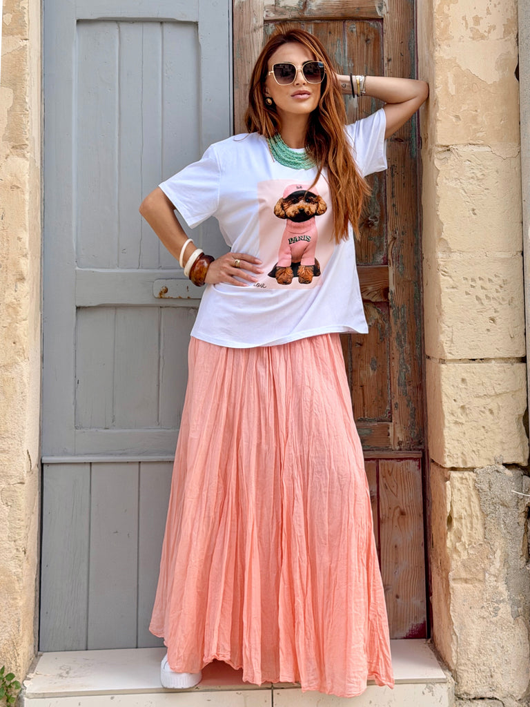 Peach Capri Flow Cotton Skirt