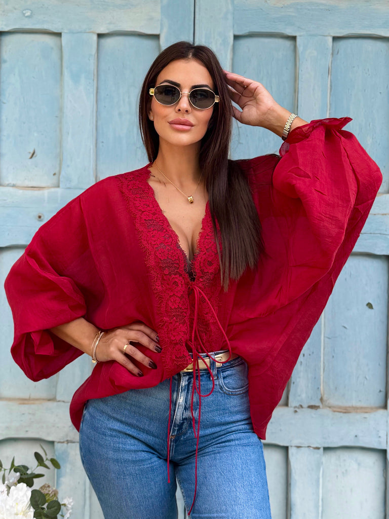 Marivelle Lace Blouse - Ruby