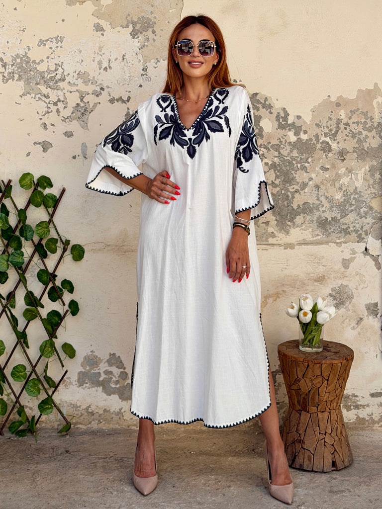 La Dolce Vita Embroidered Linen Dress