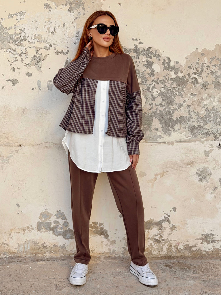 Mocha Layered Luxe Tracksuit