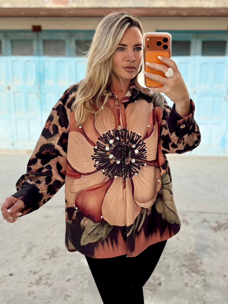 Suede Animal Floral Shacket