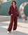 Solenne Leopard-Trim Oversized Tracksuit -  Burgundy
