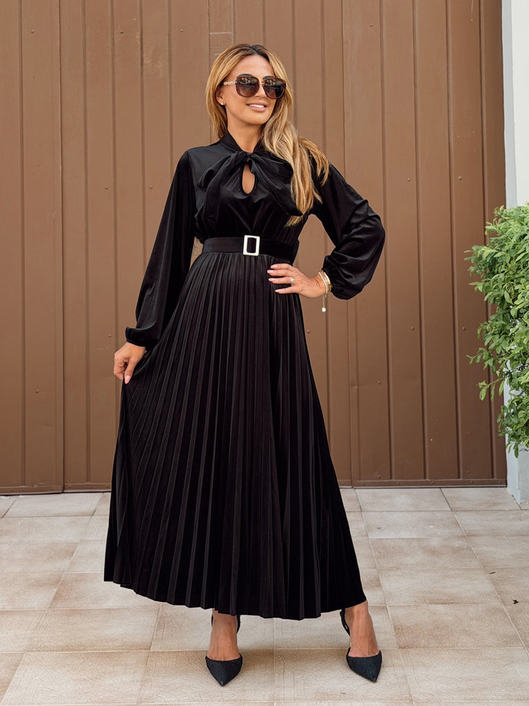 Valentina Pleated Velvet Dress