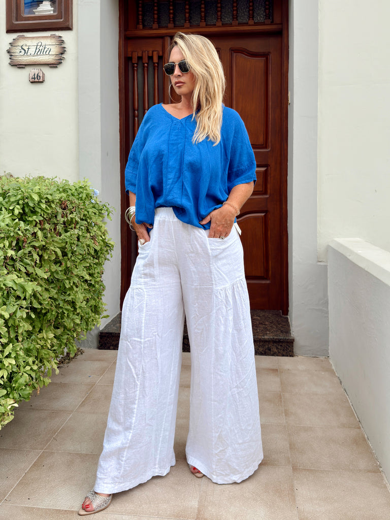 White Linen Hippy Trousers