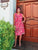 Coral Pink Floral Pure Linen Shift Dress