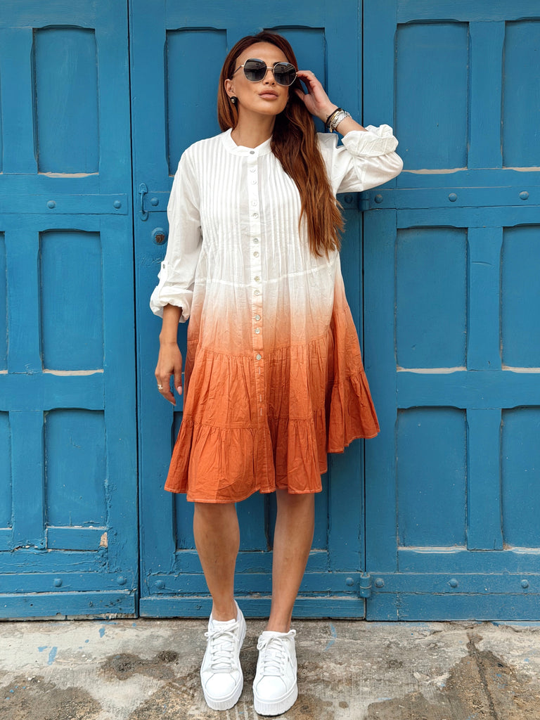 Rust Ombré Cotton Babydoll Dress