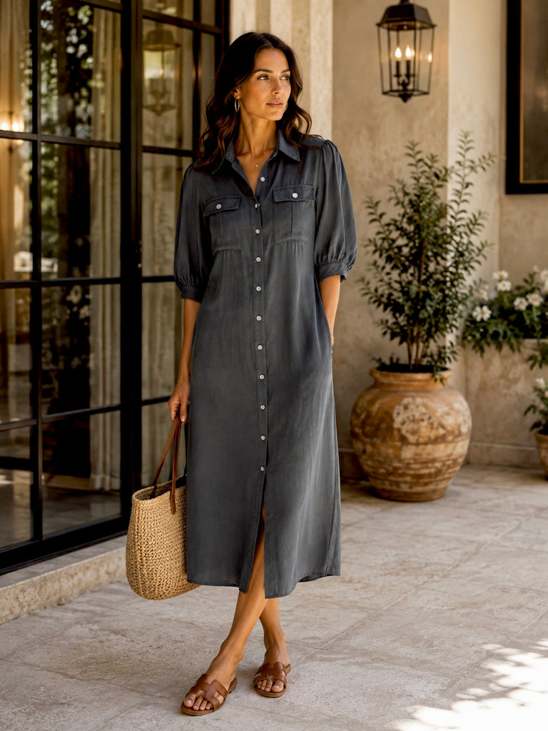 The Noire Soft-Touch Midi Dress - Bougie Collection