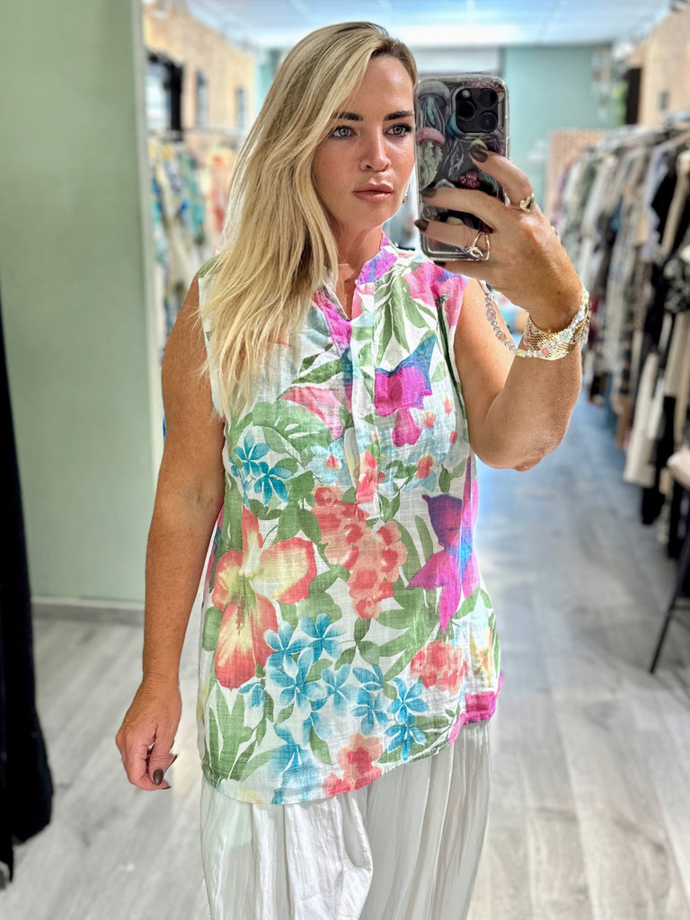 Floral Cotton Linen Top