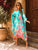 Aqua Hibiscus Pure Silk Kaftan Dress
