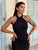 Ravelle Shimmer Halterneck Midi Dress - Black
