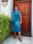 Petrol Pure Linen Midi Dress