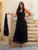 Noire Éclat Silk Dress & Sequin Wrap Set