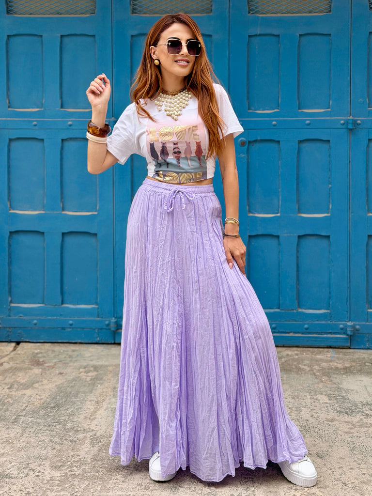Lavender Capri Flow Cotton Skirt