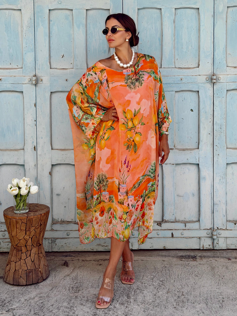The Arancia Limone Silk Kaftan Dress