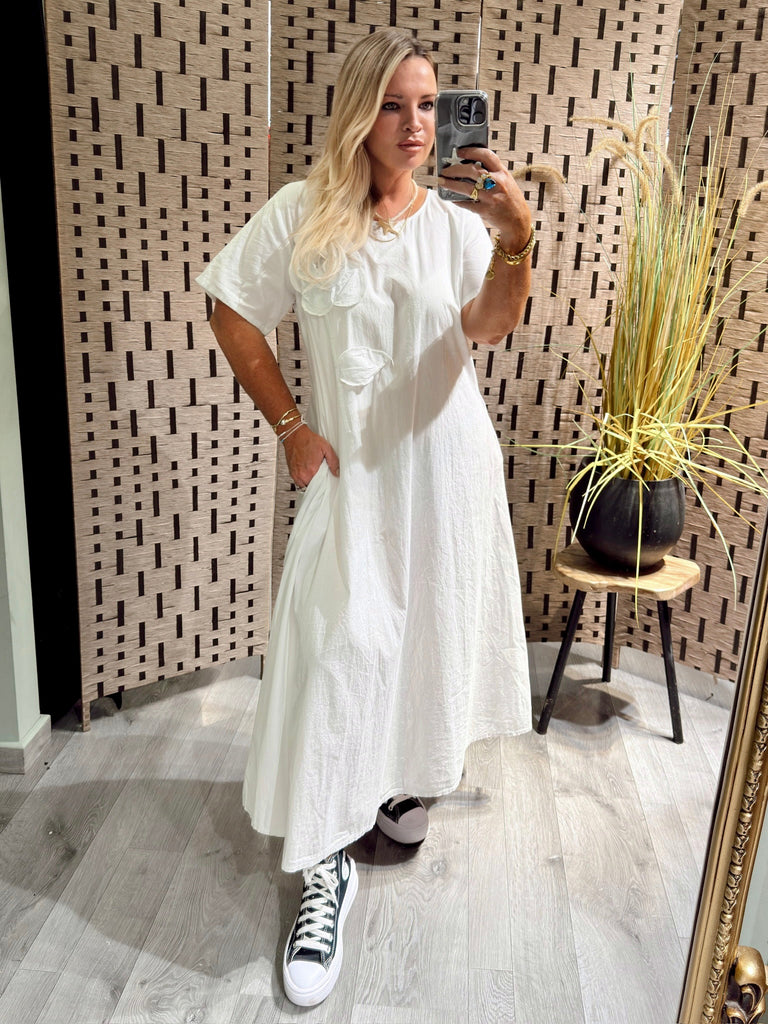 White Petal Pure Cotton Dress