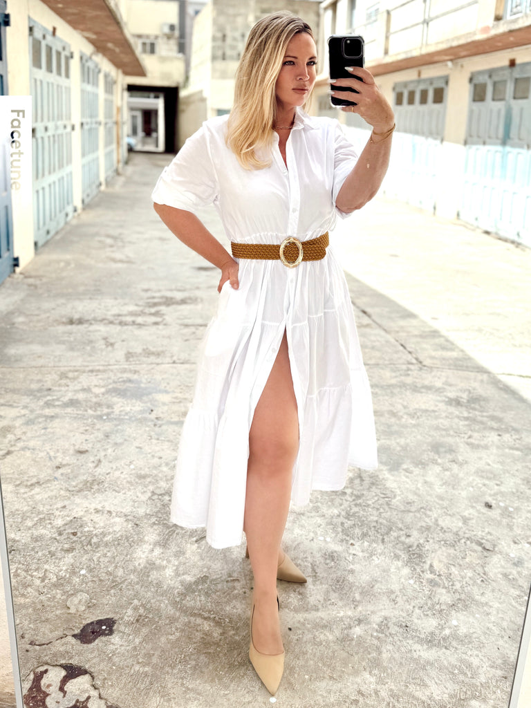 White Cotton Shirt Dress