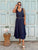 Elara Viscose Maxi Dress - Navy