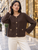 The Élise Gold Button Knit Cardigan - Chocolate Brown