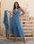 Riviera Blue Pure Silk Dress & Wrap Set