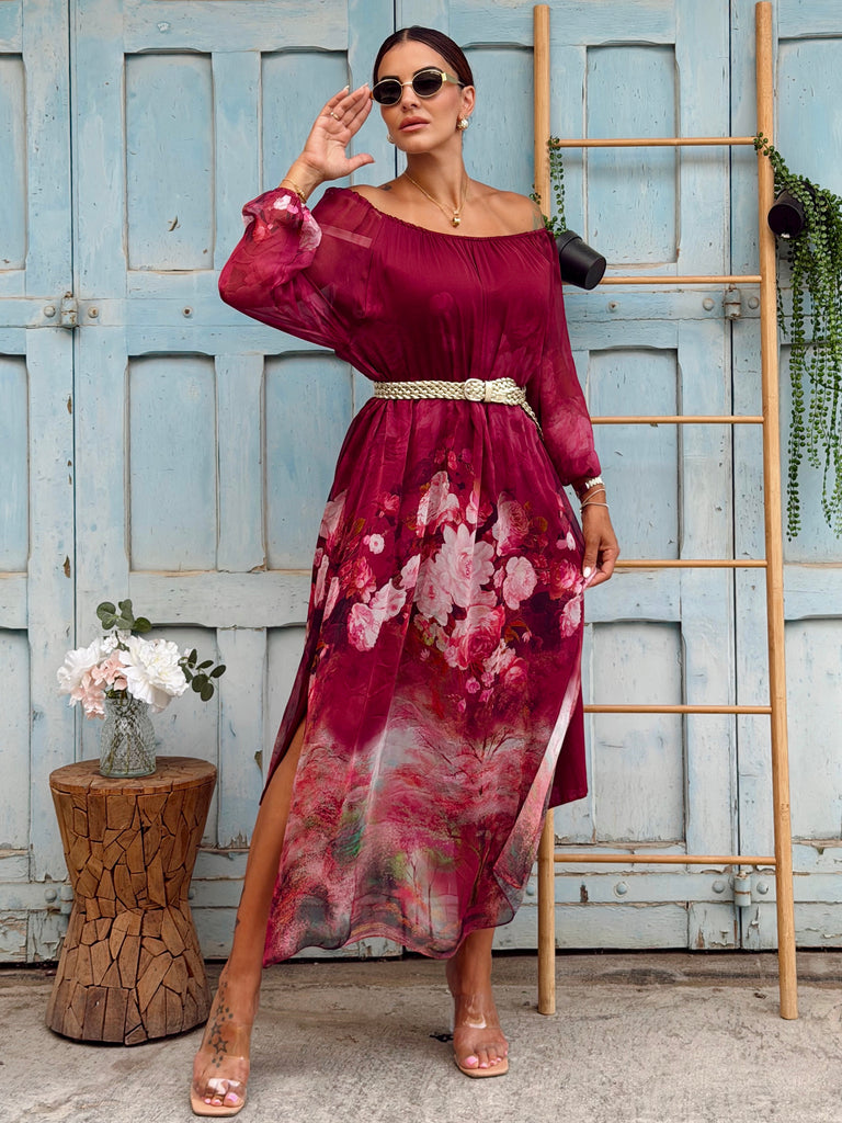 Maison Bordeaux Silk Maxi Dress