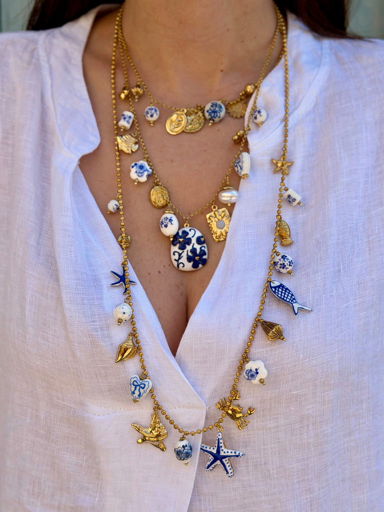 Azure Amulet Necklace & Ocean Keepsake Necklace