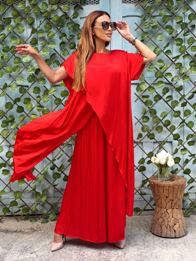 Rouge Cascade Silk Satin Co-ord