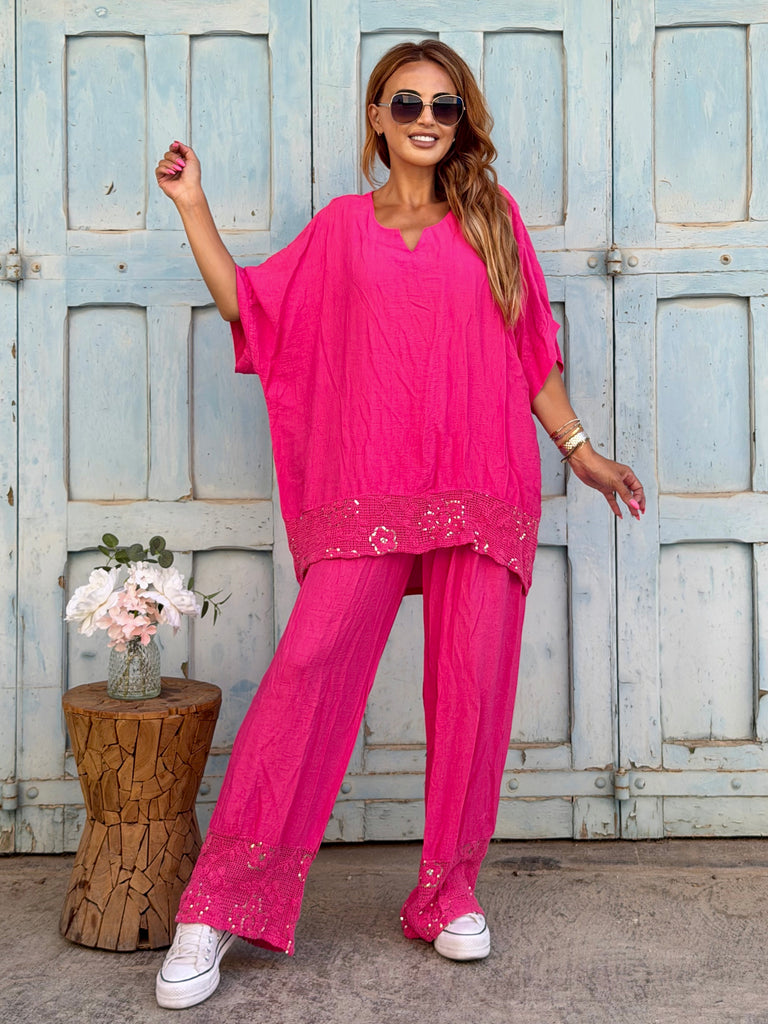 Luce d’Oro Pure Linen Co-Ord - Italian pink